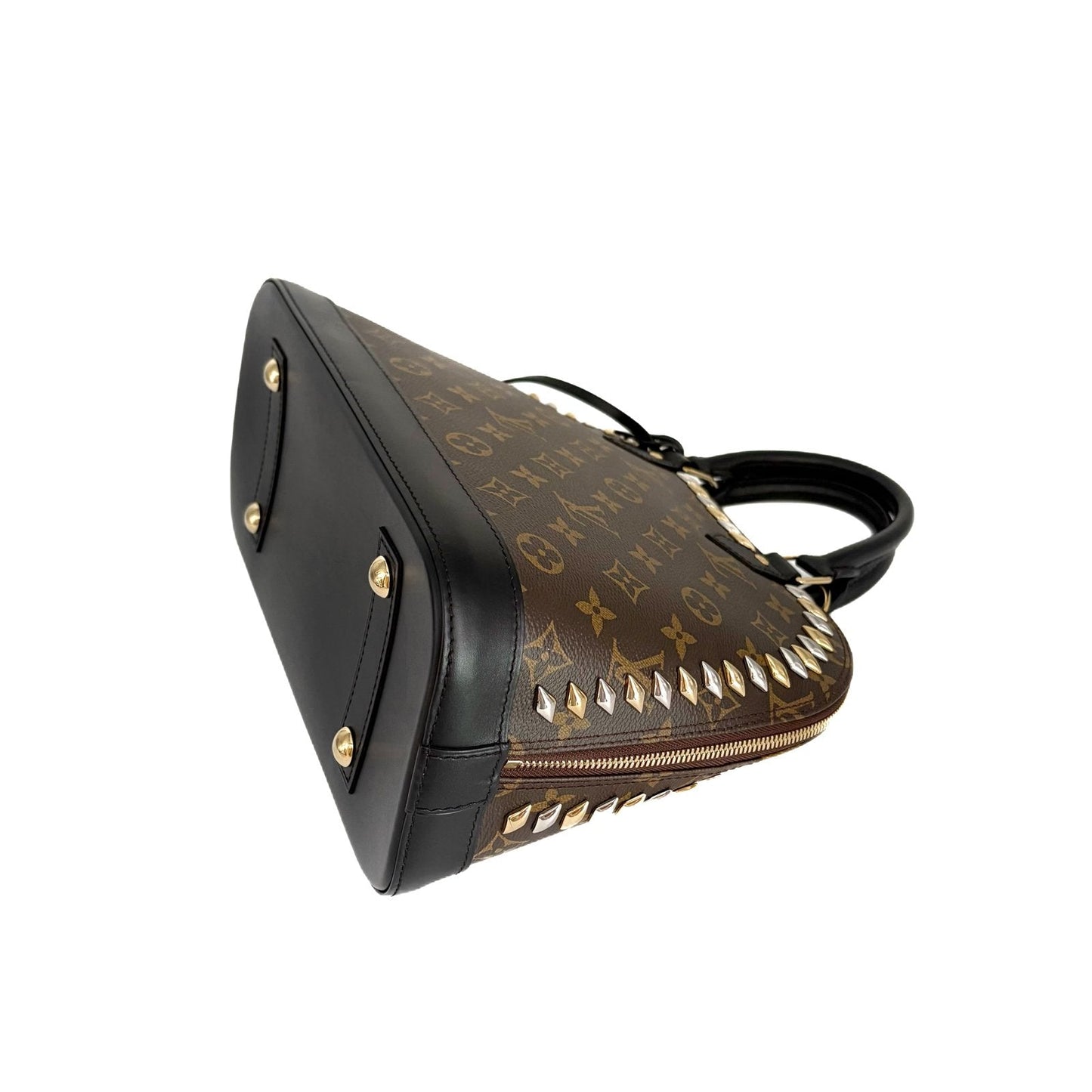 Alma PM Monogram and Black Leather Studded