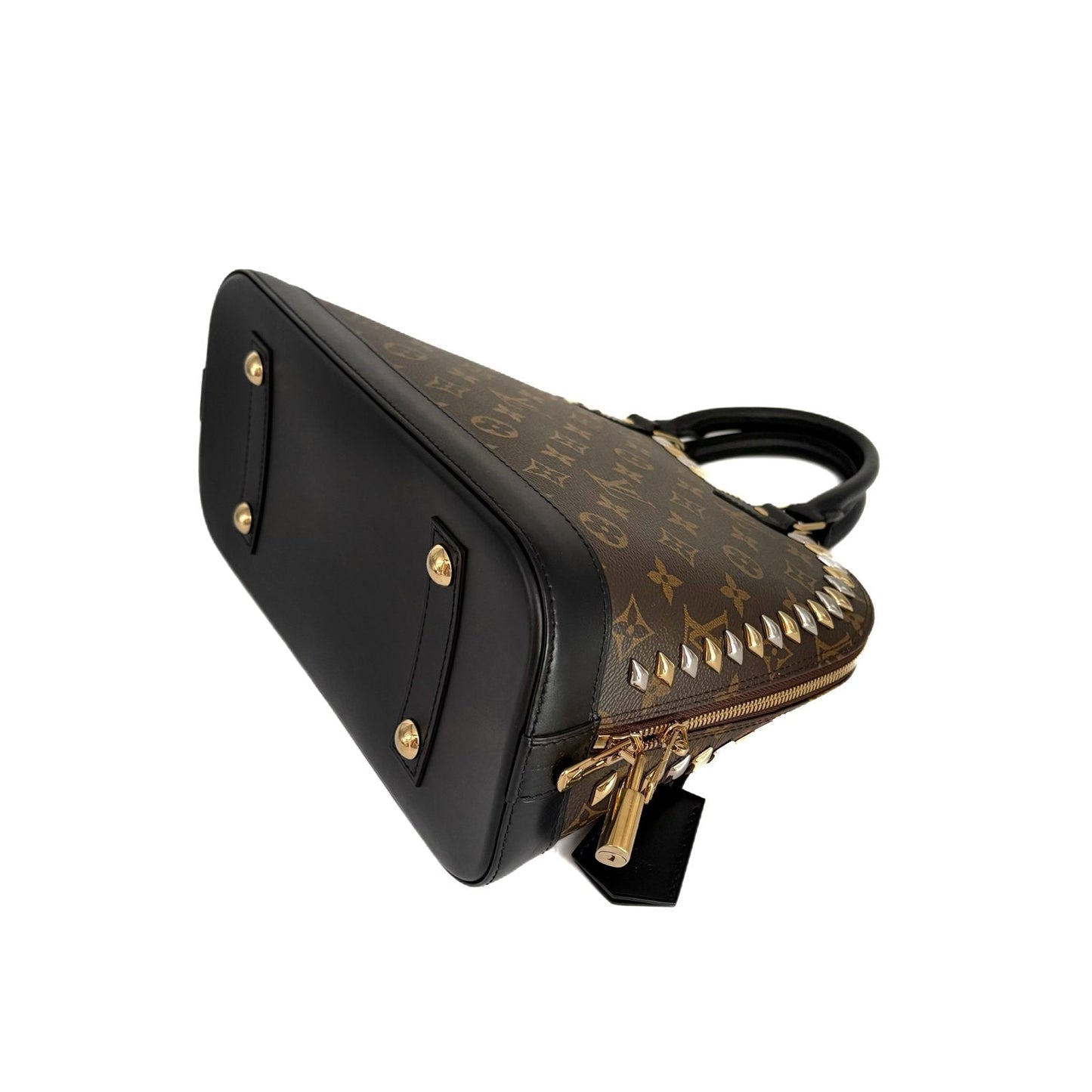 Alma PM Monogram and Black Leather Studded