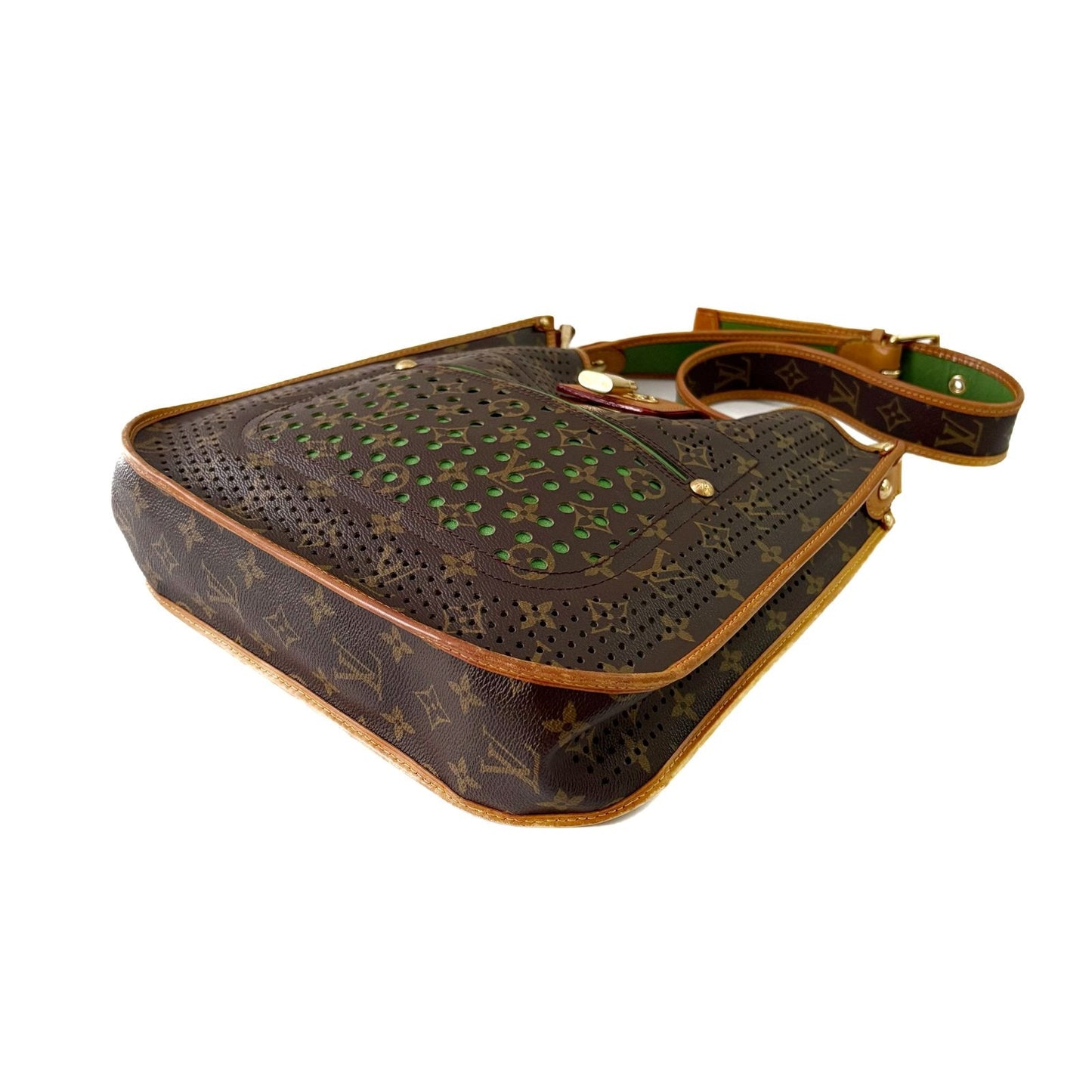 Monogram Perforé Shoulder Bag Brown and Green