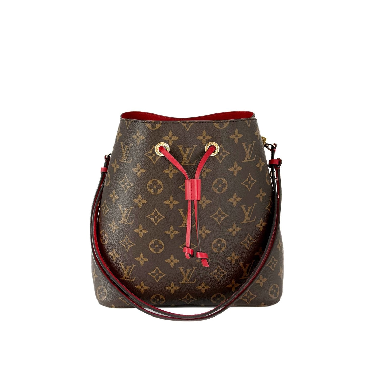 NeoNoe MM Monogram and Red Bucket Bag