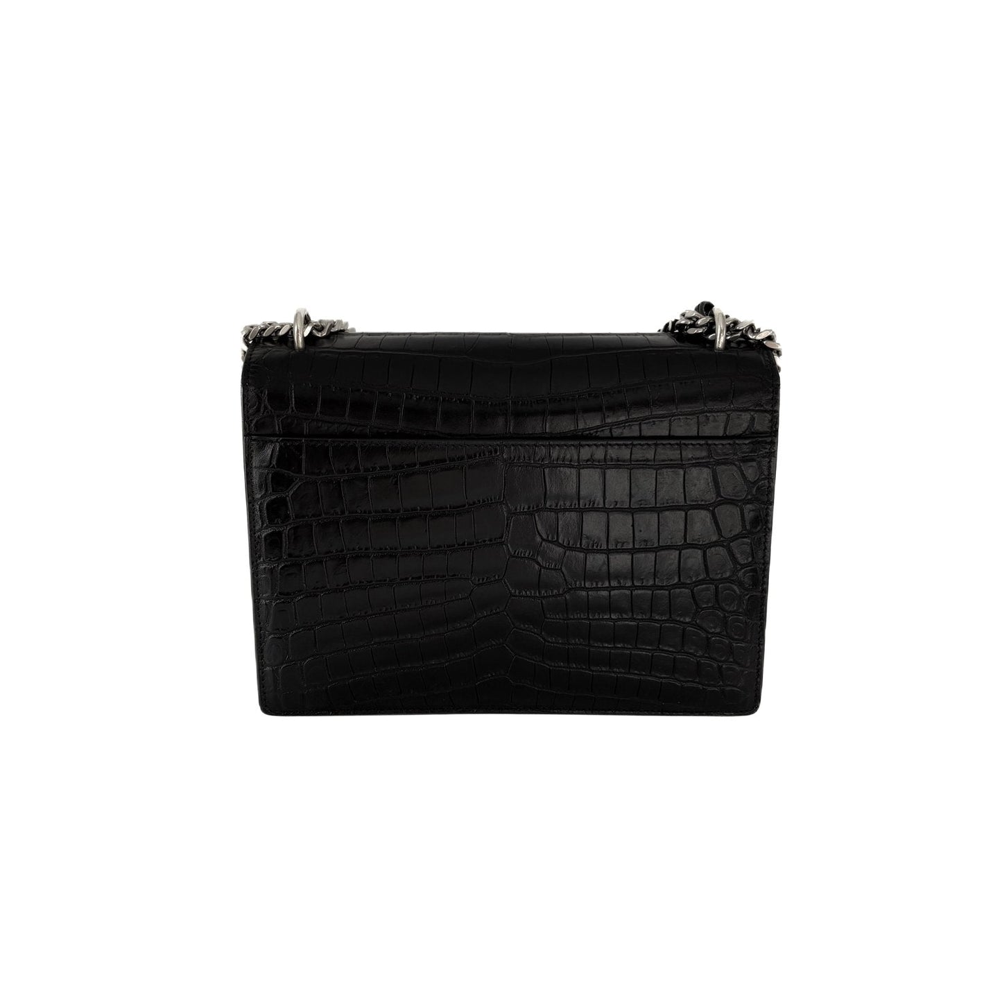 Sunset Medium Black Croc-Embossed Leather