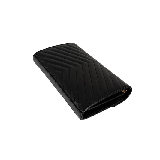 Envelope Medium Black Matelassé Leather