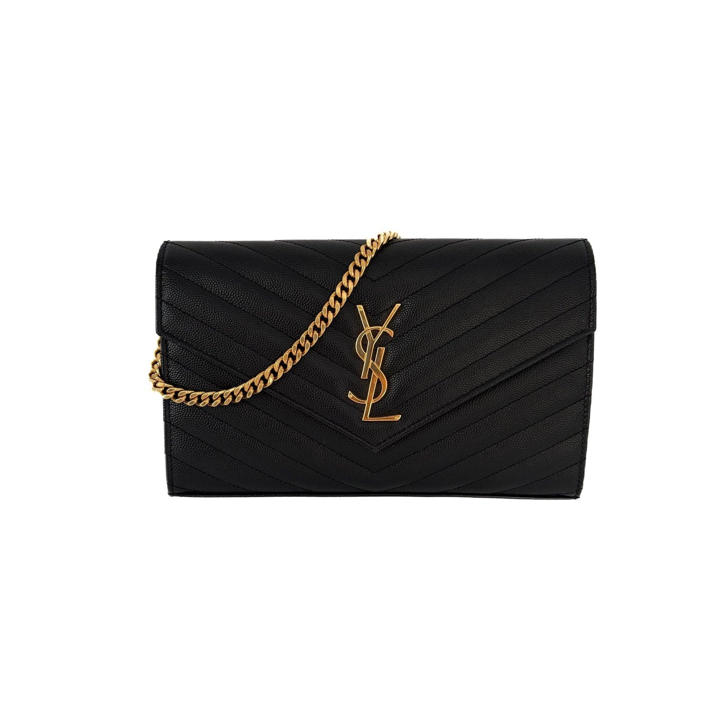 Envelope Medium Black Matelassé Leather