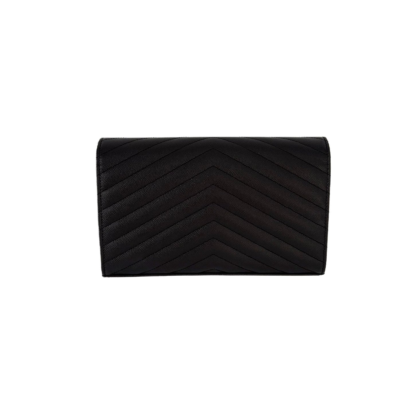 Envelope Medium Black Matelassé Leather