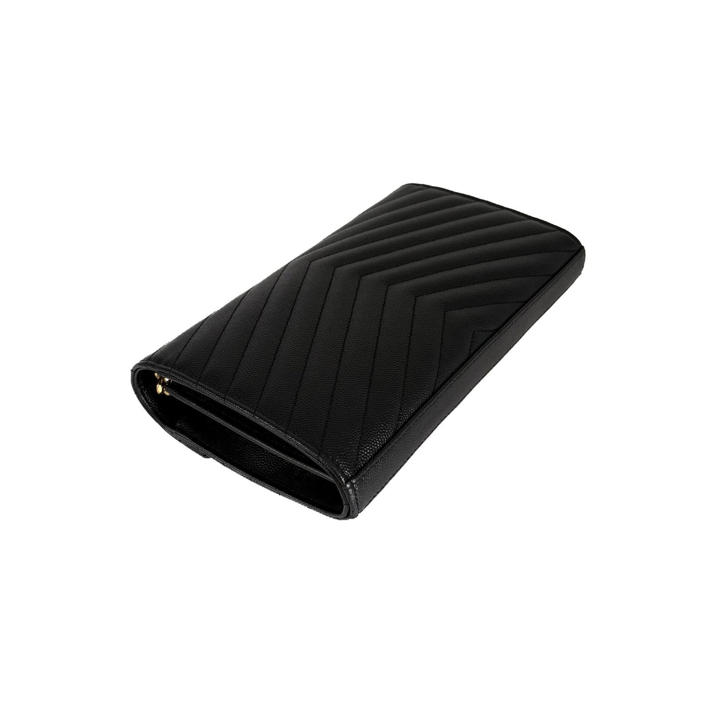 Envelope Medium Black Matelassé Leather