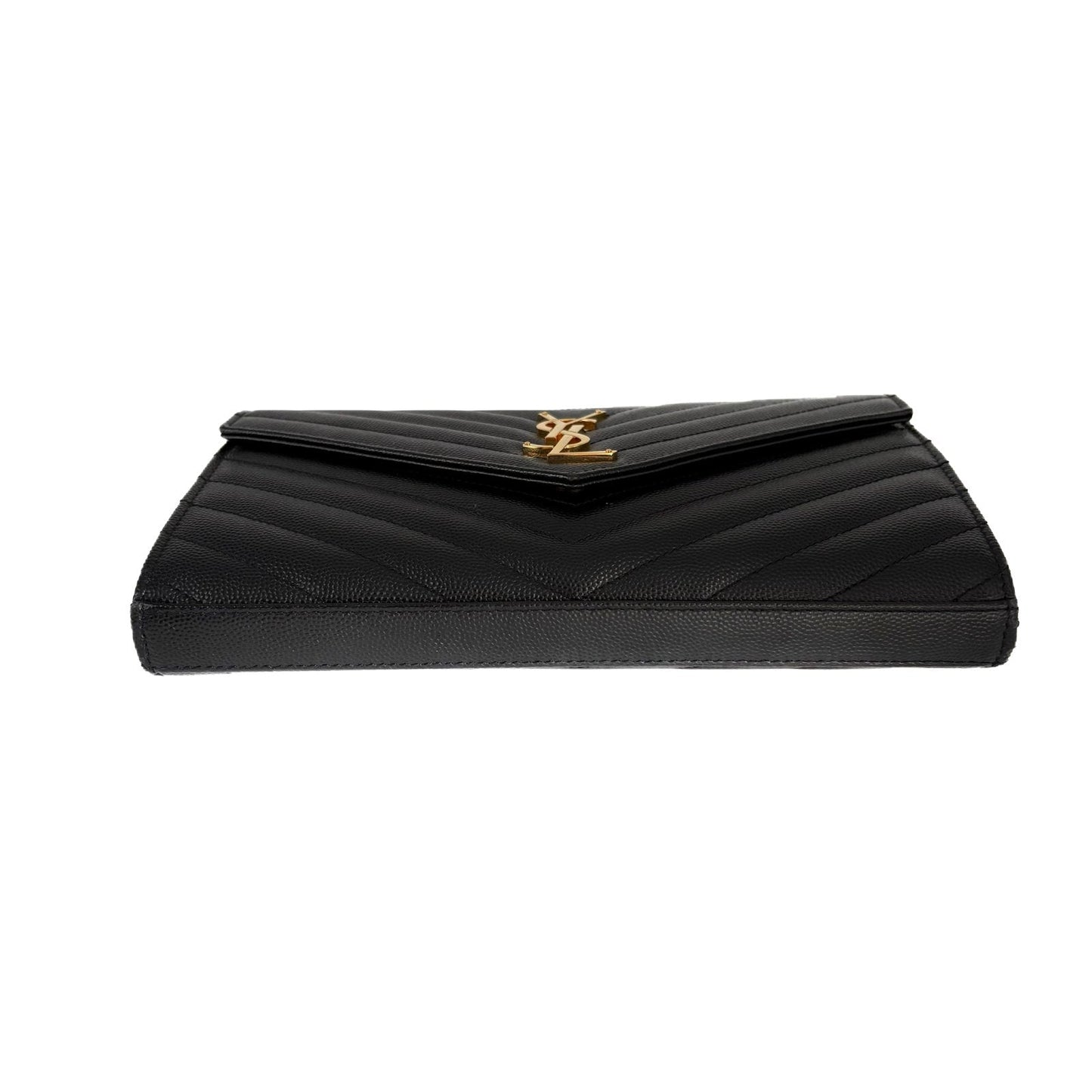 Envelope Medium Black Matelassé Leather