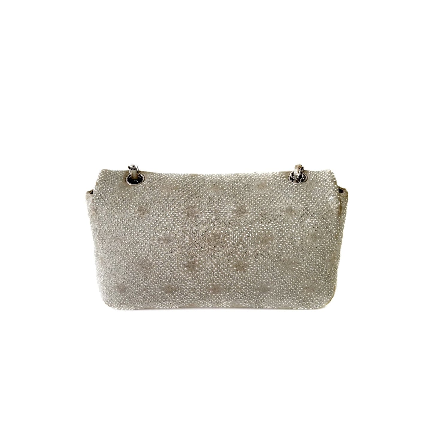 Classic Flap Medium Shimmer Fabric Silver Hardware