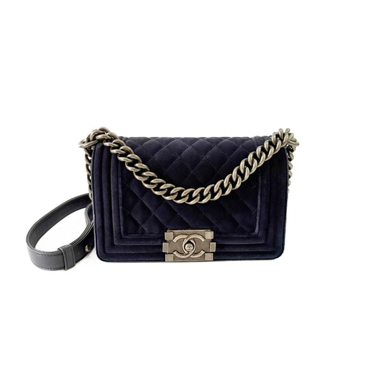 Le Boy Small Blue Velvet Silver Hardware