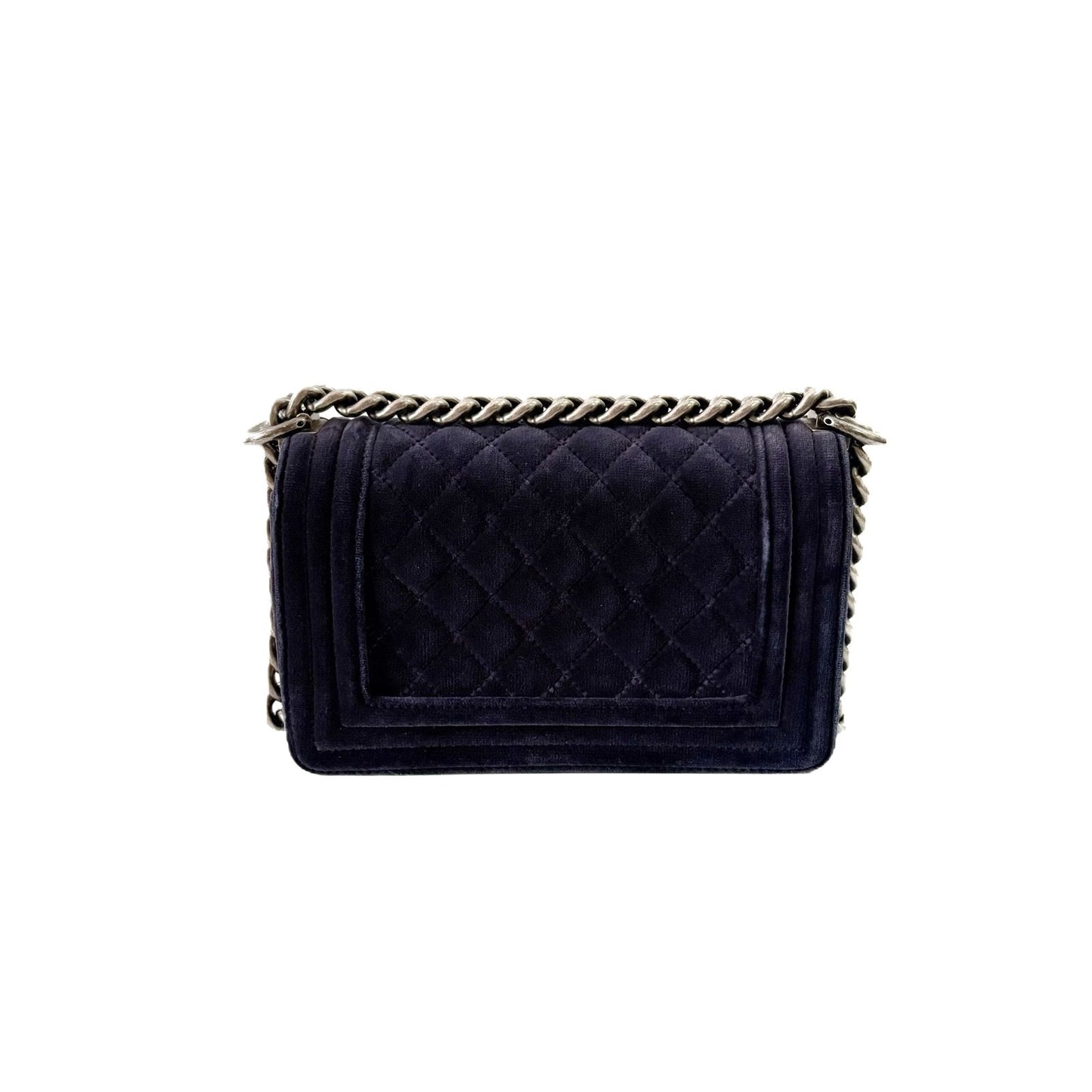 Le Boy Small Blue Velvet Silver Hardware