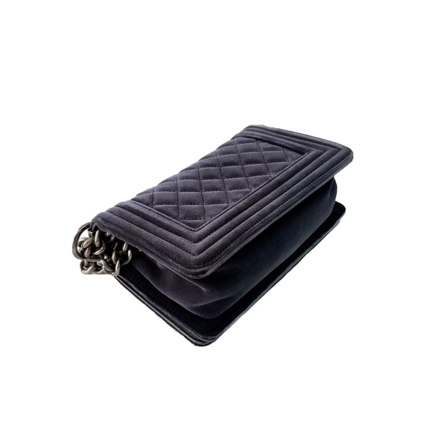 Le Boy Small Blue Velvet Silver Hardware