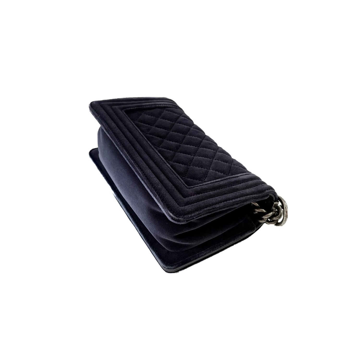 Le Boy Small Blue Velvet Silver Hardware