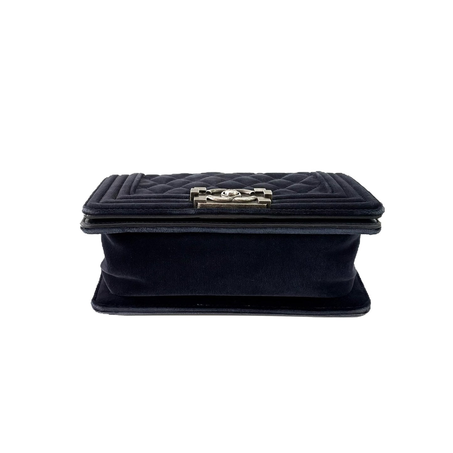 Le Boy Small Blue Velvet Silver Hardware