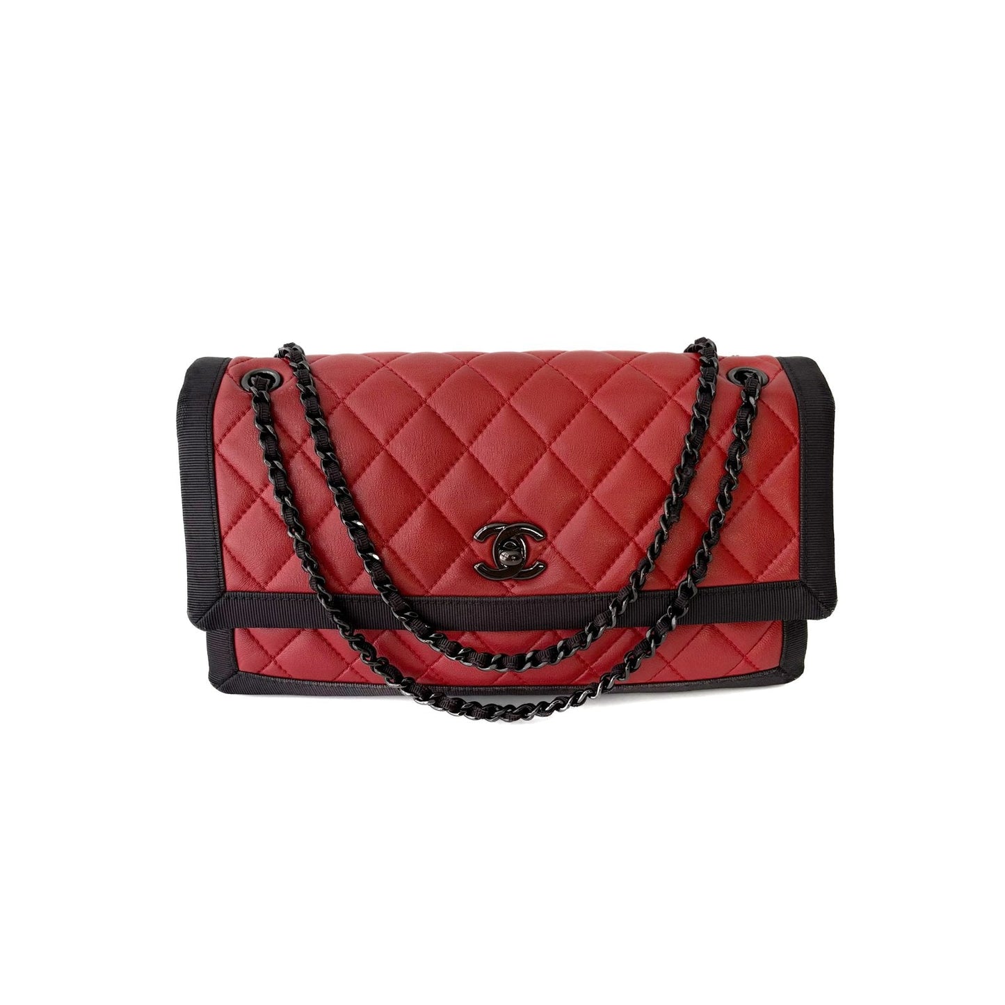 Seasonal Flap Bag Red and Black Bicolor