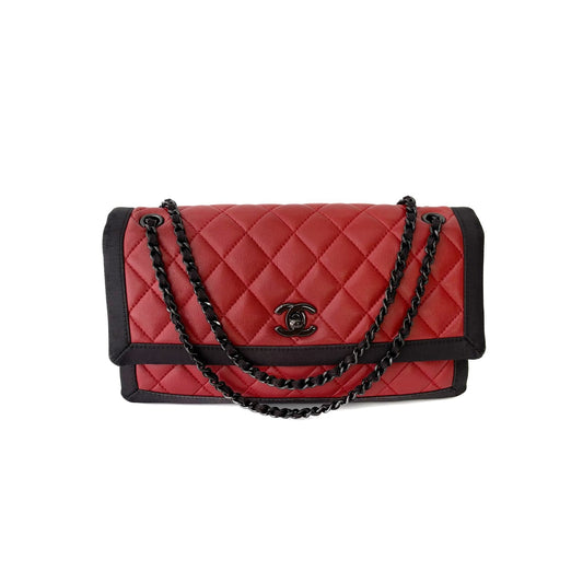 Seasonal Flap Bag Red and Black Bicolor