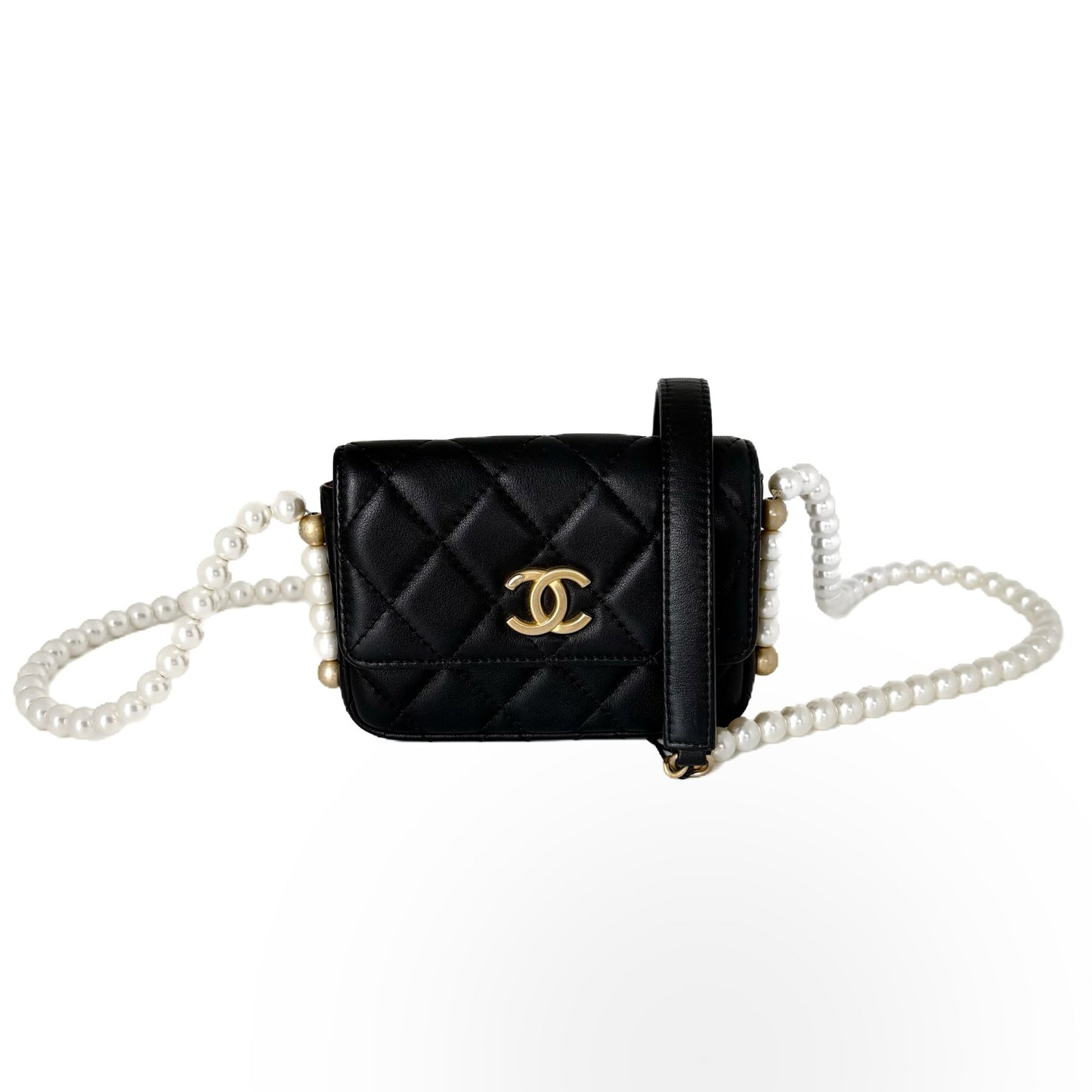 WOC Pearl Chain Mini Black