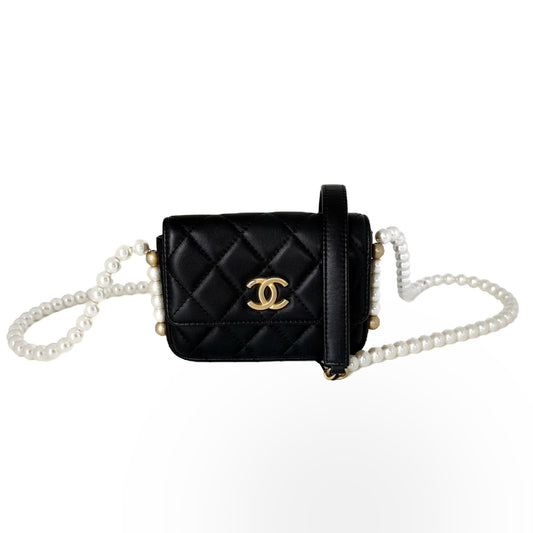 WOC Pearl Chain Mini Black