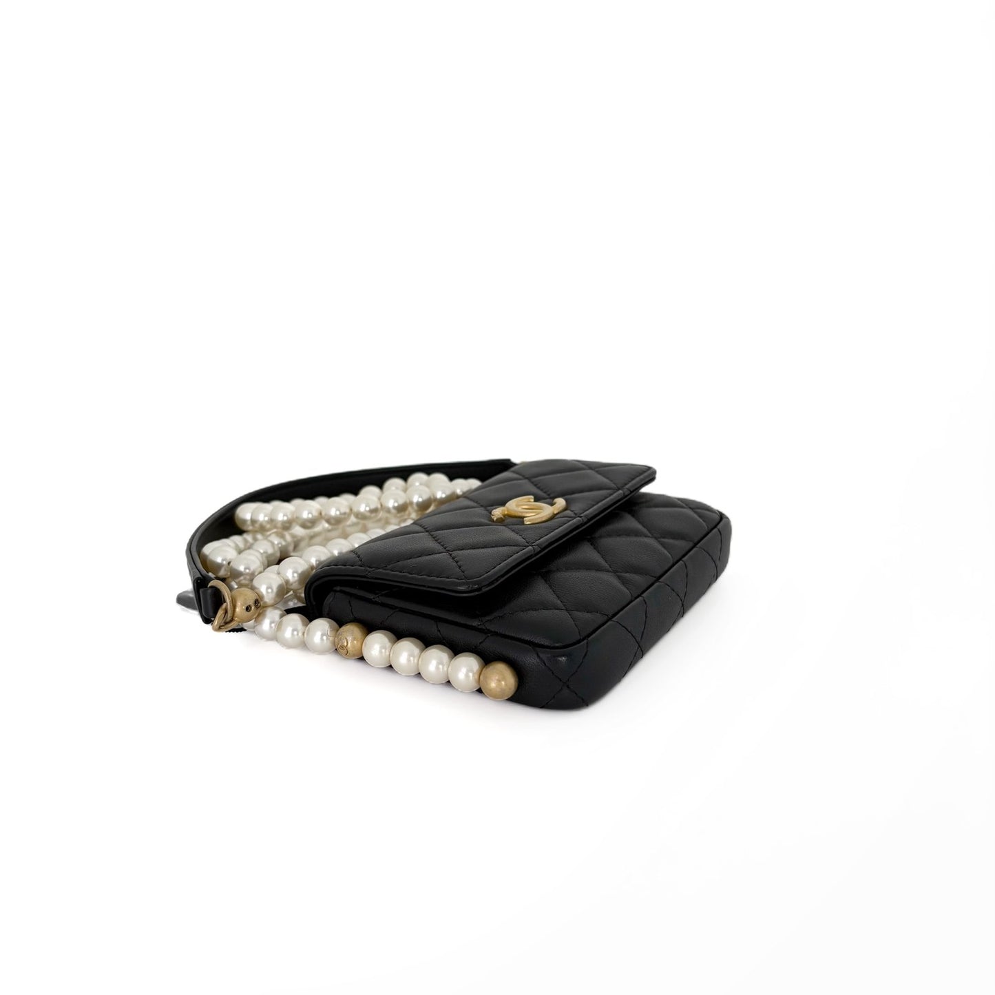 WOC Pearl Chain Mini Black