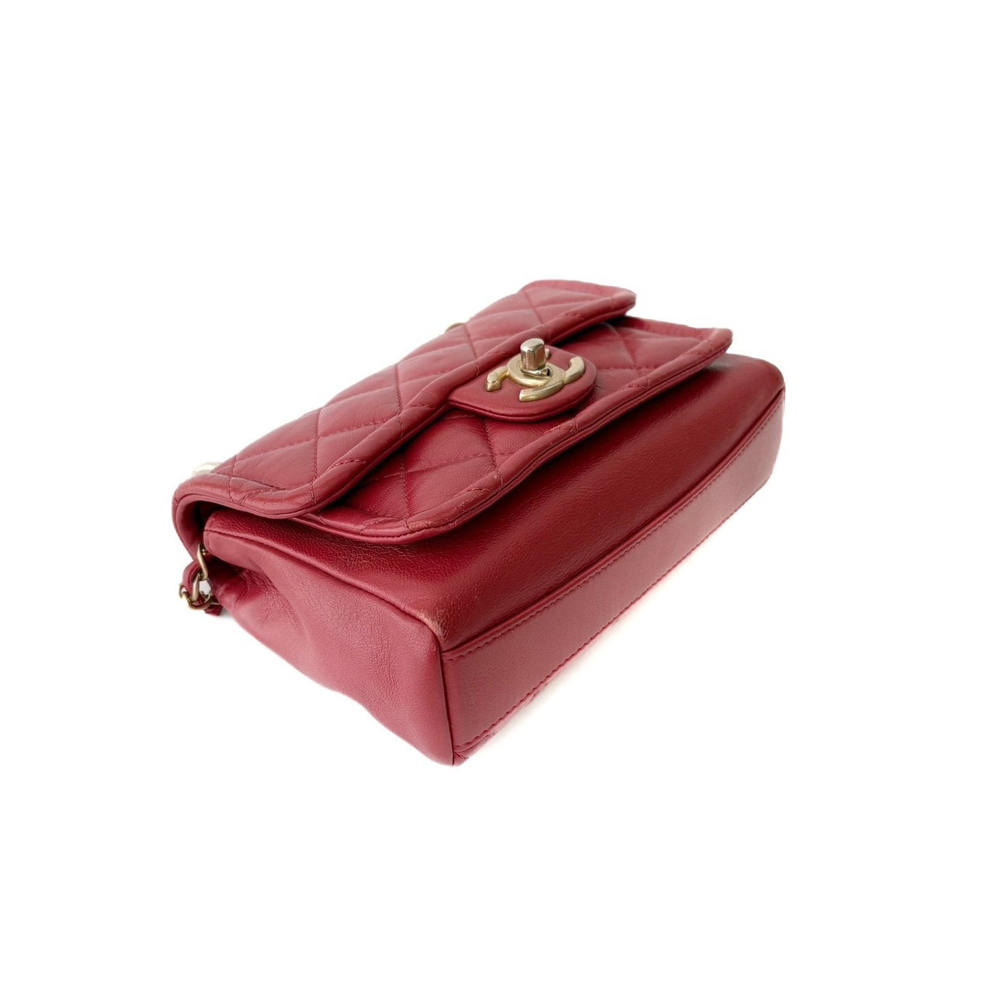Classic Flap Small Red Lambskin Gold Hardware