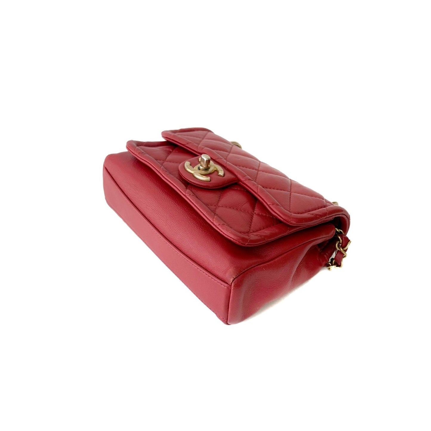 Classic Flap Small Red Lambskin Gold Hardware