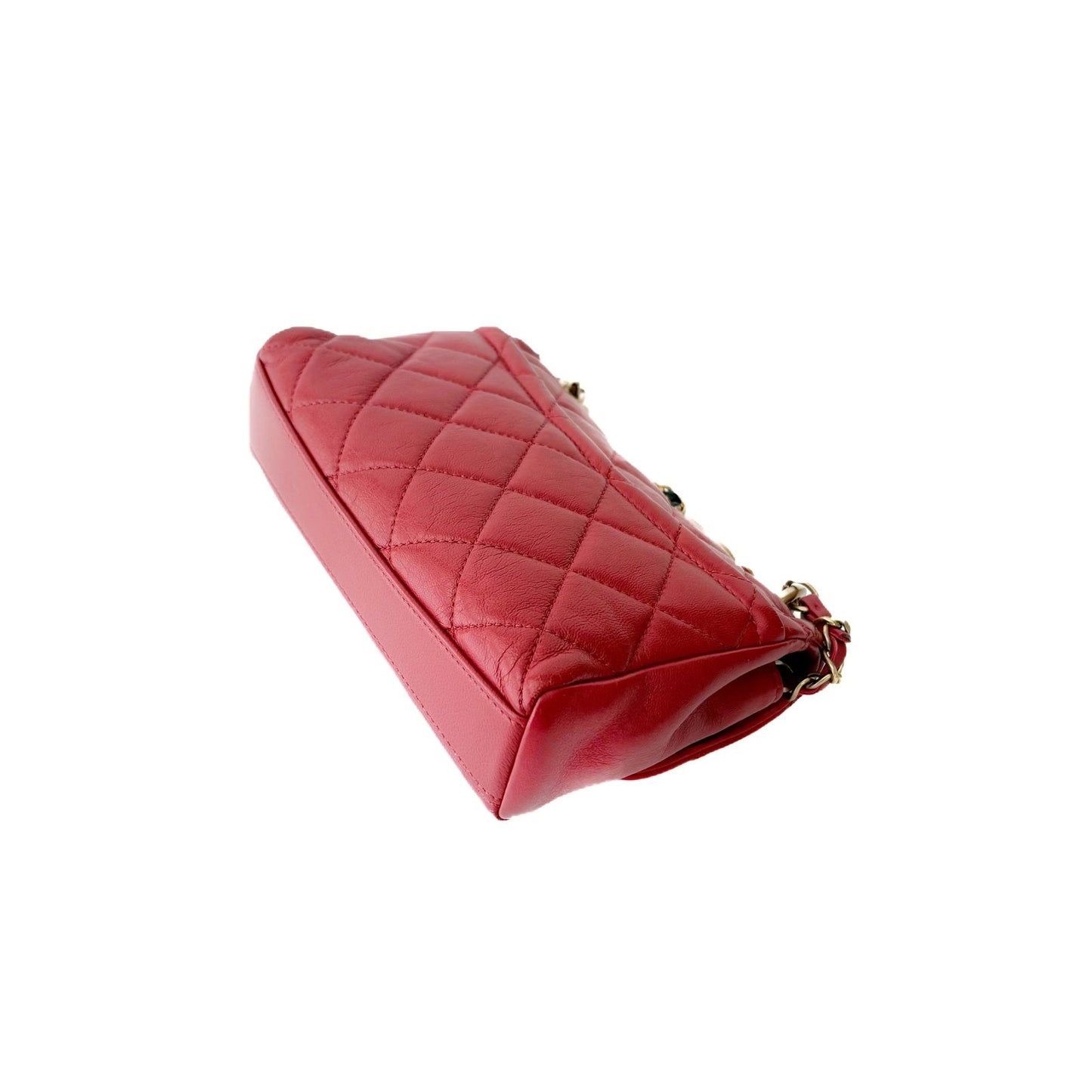 Classic Flap Small Red Lambskin Gold Hardware