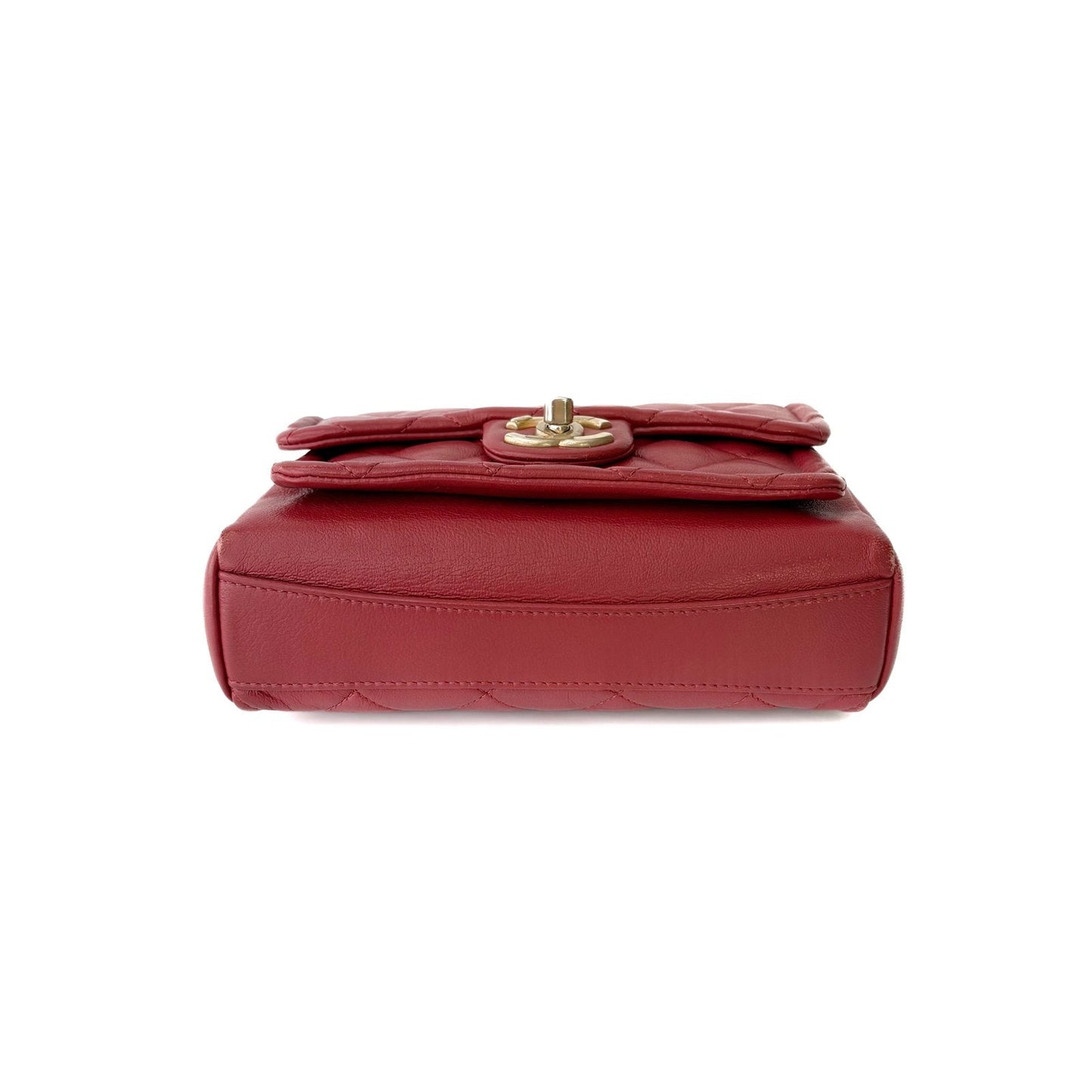 Classic Flap Small Red Lambskin Gold Hardware