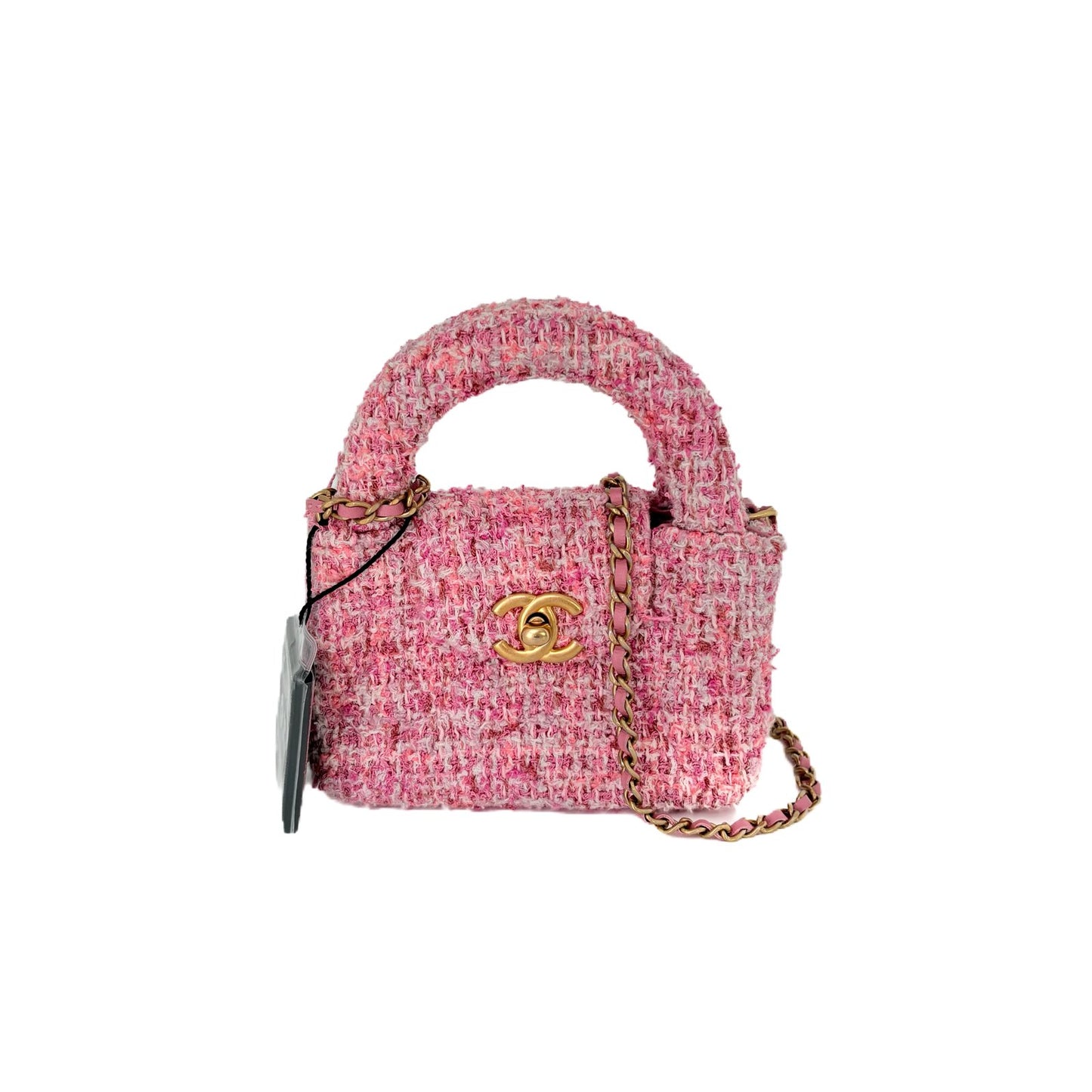 Mini Shopping Tote Tweed Pink/White