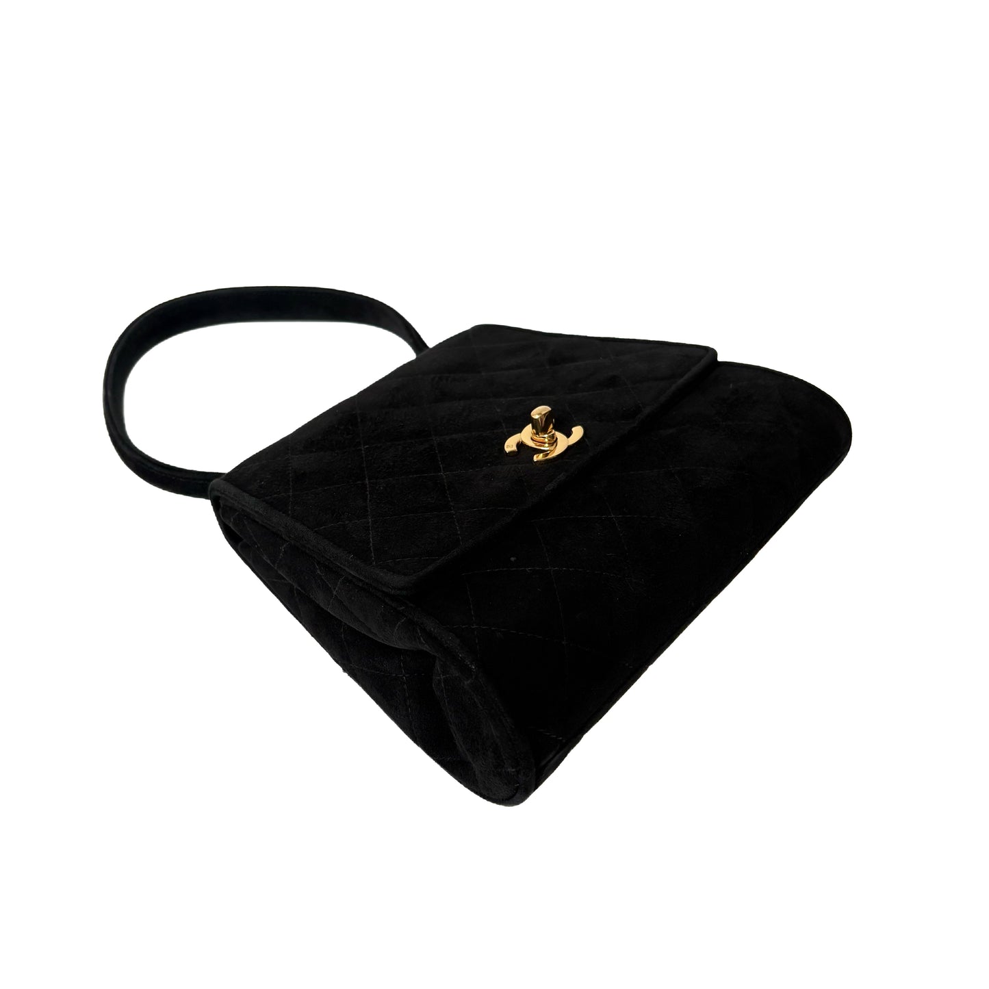 Vintage Quilted Suede Top Handle Bag