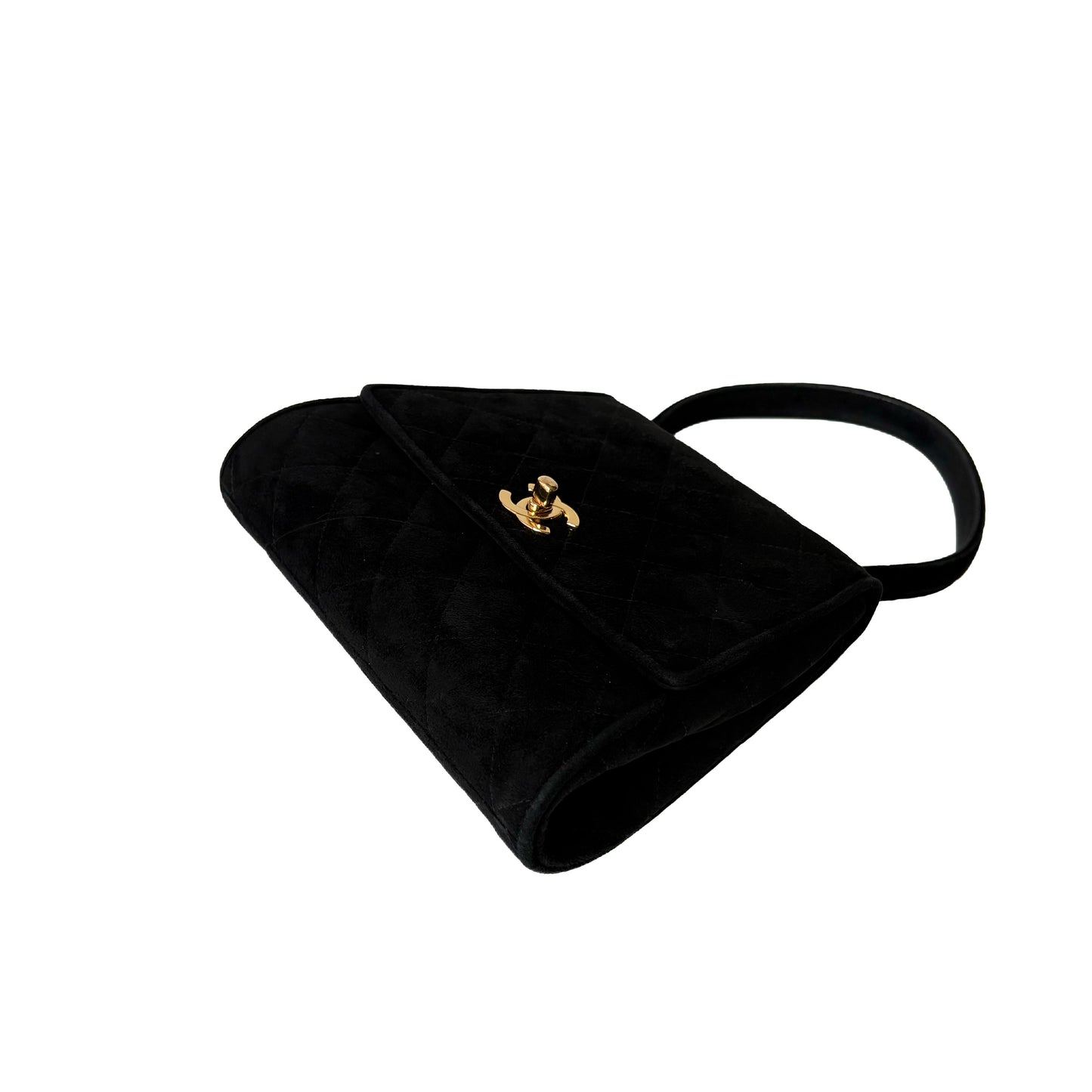 Vintage Quilted Suede Top Handle Bag