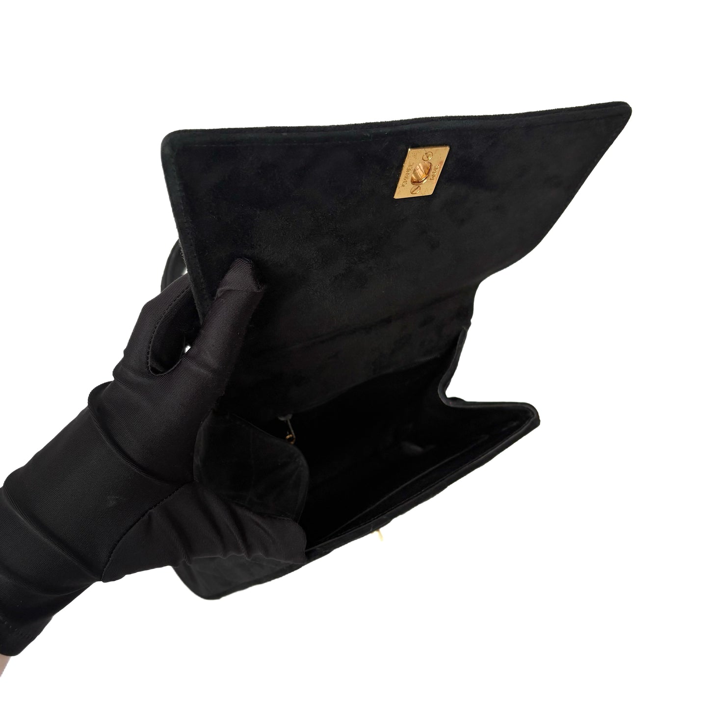 Vintage Quilted Suede Top Handle Bag